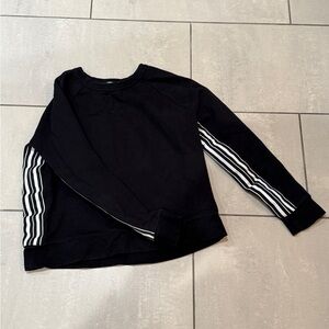 Athleta Black Womens Sweatshirt with Striped Sleeves